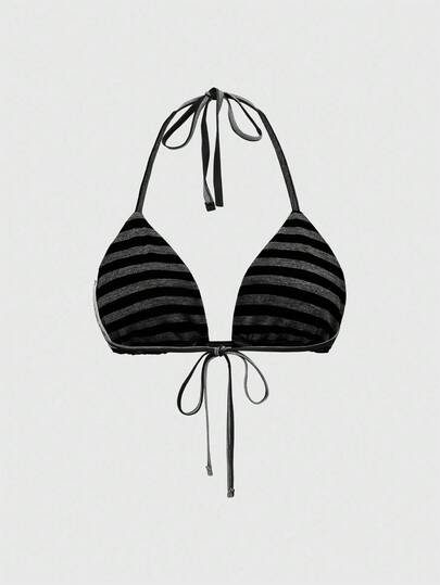 J-Fashion Débardeur femme rayé noir et gris avec croix ornée de strass, style Y2K