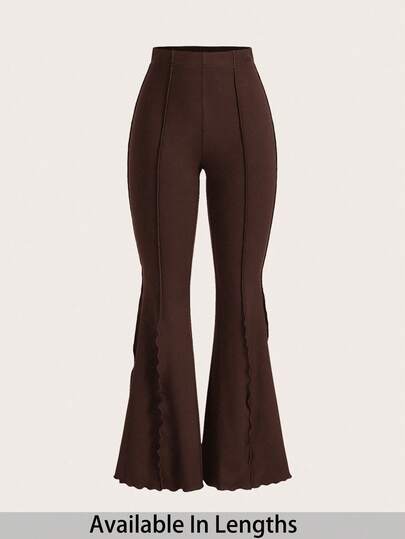 SHEIN Tall CURVE 加大码女款生菜边弹力喇叭裤