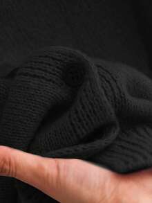 CosyJoli Plus Size Women Embroidered Bow Knitted Casual Cardigan, Autumn/Winter - Black - View 8