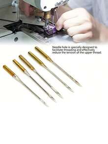 10/50 piezas Agujas universales para máquina de coser revestidas de titanio para máquina de coser Singer, doradas - Multicolor - Ver 8