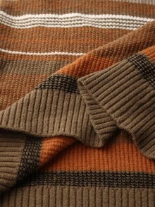 Manfinity Homme Pull décontracté à rayures blocs de couleurs pour hommes, automne/hiver - Multicolore - Voir 6