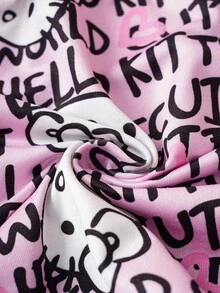 HELLO KITTY AND FRIENDS | SHEIN 大码休闲时尚针织弹力前系带卡通图案紧身粉色抹胸 - 彩色 - 查看 6