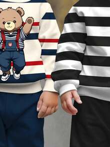 2pcs/Set Baby Boy Casual Loose Knit Soft Pullover Sweatshirt And Pants Set, Autumn/Winter - Multicolor - View 7