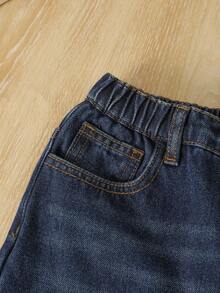 SHEIN Pantalon en jean bleu marine confortable et ample, doublé de thermique, pour garçons. Idéal pour l'automne/hiver, le port quotidien, les tenues de rue, Halloween, Noël. Jeans d'hiver, jeans pour tout-petits, jeans chauds - Jean brut - Voir 7