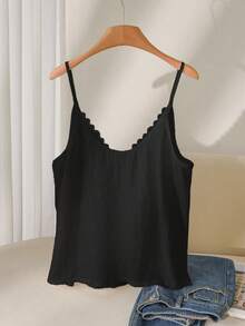 CosyJoli Áo hai dây in hình trái tim mùa hè cỡ lớn dành cho nữ, một hàng khuy - màu đen - Xem 2