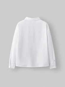 Ontre Tween Girls' Solid Color Floral 3D Collar Long Sleeve Blouse Fall Winter - White - View 2