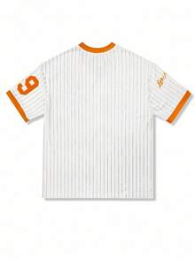 Rovax 女士 V 领条纹数字和字母印花 T 恤图案 T 恤女士上衣 - 彩色 - 查看 2