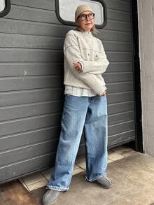 Livesso Women's Loose Fit Multicolor Floral Embroidered Sweater