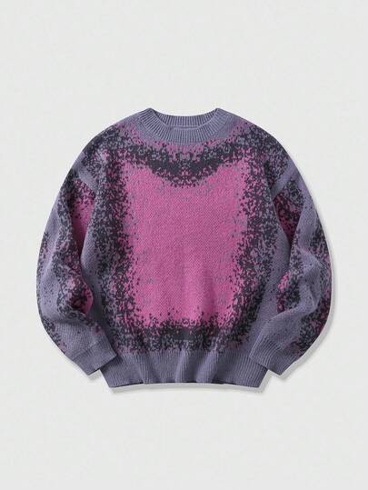 Street Life Men's Casual Contrast Color Loose Fit Crew Neck Sweater, Autumn/Winter