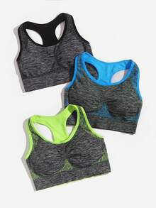 SHEIN Sports 女士日常健身运动文胸，带修身设计 - 彩色 - 查看 3