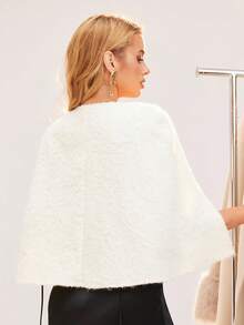 SHEIN Unity Fashionable & Versatile Women's Solid Color Woolen Shawl Cardigan