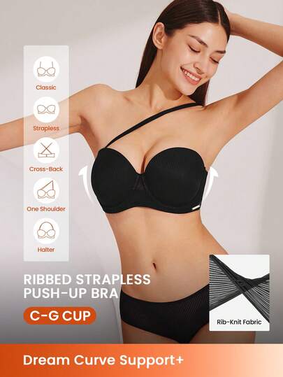 LUVLETTE Sujetador básico de camiseta con aros, sin costuras, sin tirantes, transpirable y sin marcas para mujer