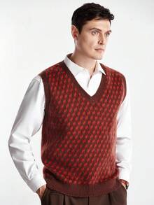 Manfinity CityGents Men's Autumn/Winter Casual Geometric Pattern Knitted Vest
