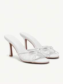 CUCCOO CHICEST Brown PU Ladies Pointed Toe High Heel Mule Sandals Spring Shoes Spring Break Easter Prom Heels