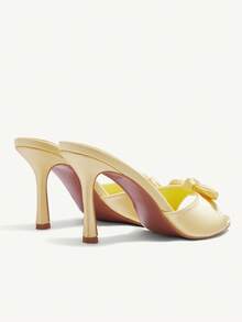 CUCCOO CHICEST Brown PU Women Pointy Toe High Heel Mule Sandals Spring Shoes Spring Break Easter Prom Heels For Christmas - Yellow - View 5