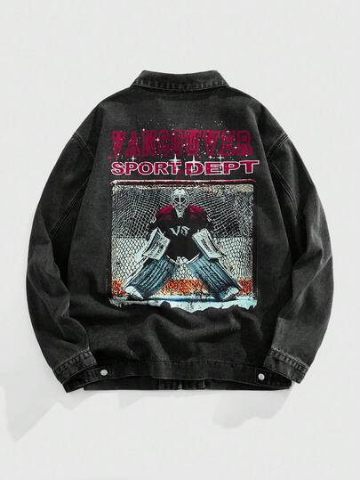 Street Life جاكيت جينز كاجوال فضفاضة بأكمام منسدلة وأسلوب رجعي للرجال