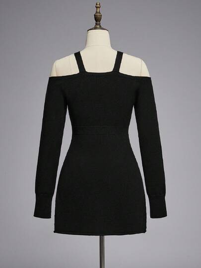 Goth Pull asymétrique style gothique avec épaules dénudées pour femmes