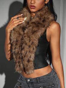 Jeanoix Women's Autumn/Winter Faux Fur Patchwork Lapel Vest Jacket - Black - View 3