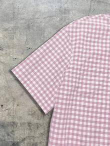 AXEPEAK Men's Plaid Short Sleeve Shirt, Suitable For Summer, Streetwear Edition - Pink - View 3