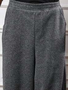 SUMWON Loose Fit Wide Leg Heathered Sweatpants Casual Loungewear Comfort Pants With Side Pockets Winter Autumn Everyday Essential