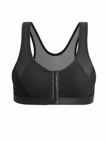 SHEIN 1 pieza Sujetador inalámbrico con cierre delantero para tallas grandes - Negro - Ver 8