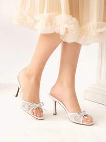 CUCCOO CHICEST Brown PU Ladies Pointed Toe High Heel Mule Sandals Spring Shoes Spring Break Easter Prom Heels