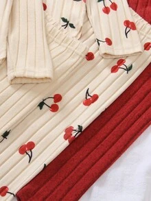 Set de 3 piezas Camiseta de manga larga casual y suave de punto a rayas para niños pequeños, con pantalón ajustado a juego, diseño de estampado, compra 1 set y llévate 2 sets gratis, versátil para viajes, hogar u uso al aire libre, adecuado para primavera, verano, otoño e invierno