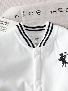 SHEIN Playful Pals 男婴条纹飞行员夹克和运动裤