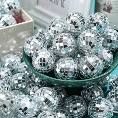 20Pcs Mirror Disco Balls Ornament Mardi Gras Mini Small Disco Ball Hanging Decorations Reflective Ball For 70s Disco Themed Party Tree Birthday Wedding