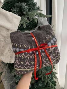 DAZY 女士圆领韩版撞色装饰心形开衫秋冬