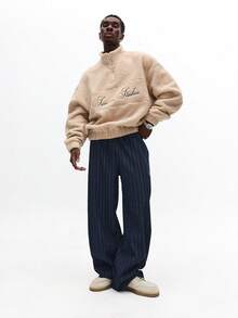 Sudadera con media cremallera oversize de Sherpa SUMWON, sudadera de forro polar cálida y estética de streetwear con logotipo bordado - Albaricoque - Ver 3