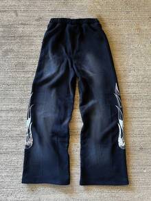 SHEIN Women's Fashionable Printed Retro Style Pants - Navy Blue - View 2