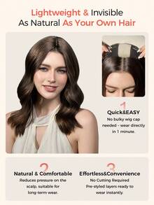 ZERO-NET 14-16英寸女士真发片，适合头发稀疏的女性，波浪发片