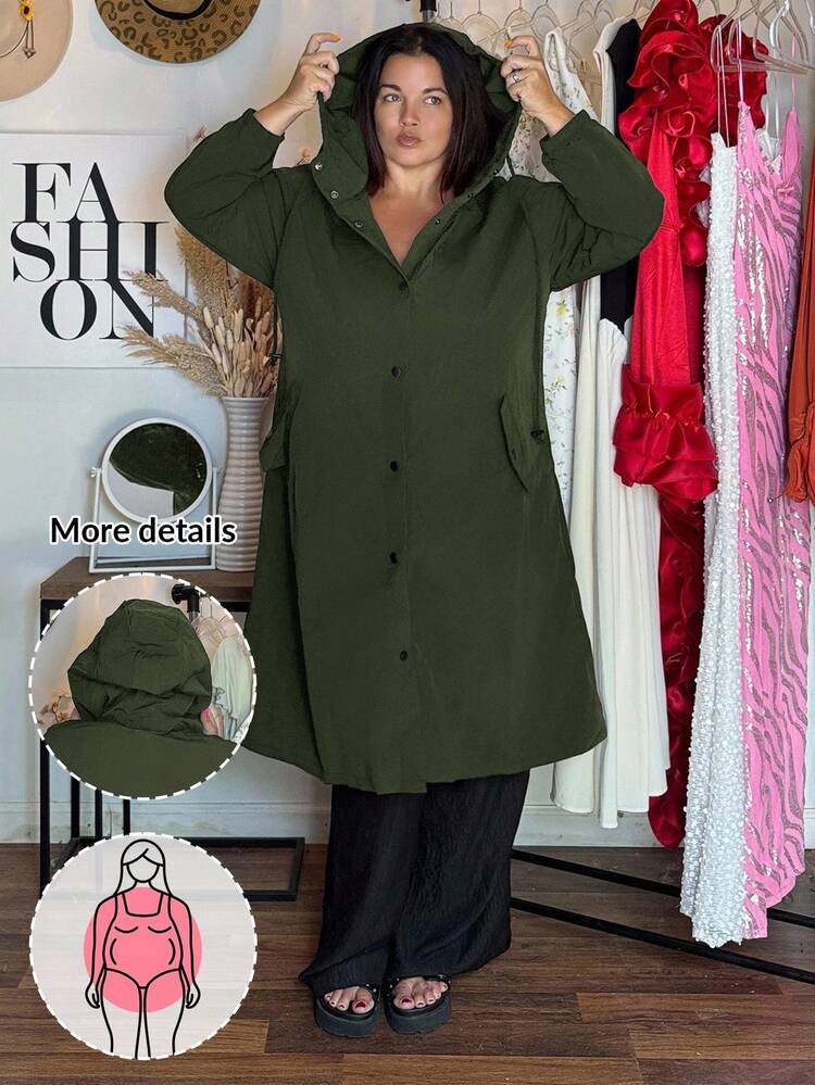 Enliva Jolene.Mendez Plus Size Black Autumn Windbreaker Jacket