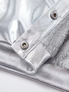 Maija Kids 秋冬少女时尚金属亮片长袖夹克 - 銀色 - 查看 6