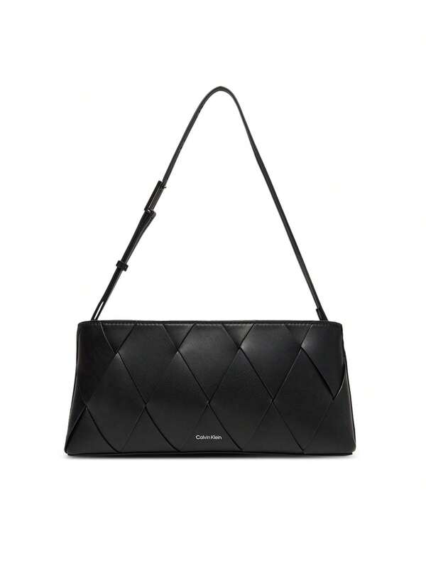 Calvin Klein Woven Elongated Women Shoulder Bag Black