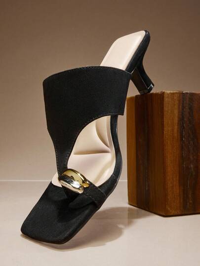 SHUZIA Sandalias de mujer con tira en el dedo gordo, tira cruzada y punta cuadrada, de tacón bajo