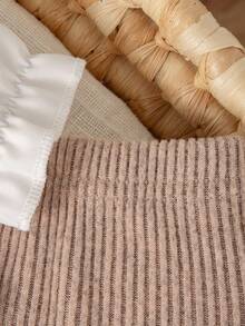 SHEIN Set de 2 piezas de ropa casual para bebé niña recién nacida, con blusa de bloques de color con cuello y pantalones holgados de punto, sencillo y de moda - Caqui - Ver 7