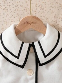 Souflis Souflis 2025 Autumn/Winter New Elegant College Style White Long Sleeve Lapel Overcoat, Suitable For Outings, School And Various Occasions Baby Coat Girl Baby Girl Cute Jacket Baby Girl Clothes Jacket