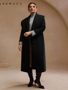 EURMUSE Oversized Quilted Maxi Padded Coat, Premium Winter Collection, Belted Wrap Design, Long Length Series, High-Fashion Statement Piece, Modern Volume Silhouette, Designer Outerwear Collection, High-End Fashion Series, Professional Winter Wear S For Women Long Coats For Women Long Black Coat Long Black Coat Women Long Padded Coat Women Maxi Padded Coat Oversized Padded Coat Women's Winter Coats - Black - View 1