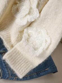 Elaquor Plus Size Women Plus Size Floral Decor Long Sleeve Pullover Sweater, Autumn/Winter