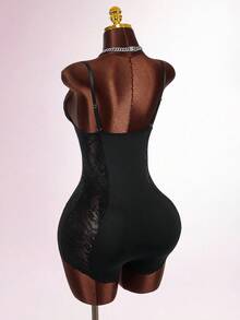 Amplova 性感撞色蕾丝束腰女式连体衣 - 黑色 - 查看 9