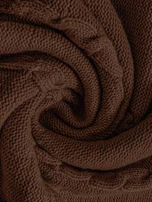 SHEIN LUNE Plus Size Solid Color Knit Casual Dress, Autumn/Winter - Brown - View 8