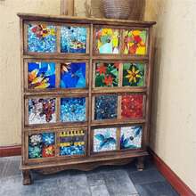 150克/5.3盎司混合尺寸玻璃马赛克瓷砖，DIY艺术项目工艺用品，家居装饰工艺配件玻璃用品