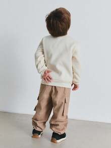 Maija Kids Young Boy Woven Khaki Cargo Pants With Pockets, Casual