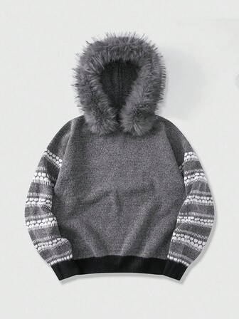 Street Life Men's Casual Colorblock Patchwork Hoodie Sweater, Autumn/Winter