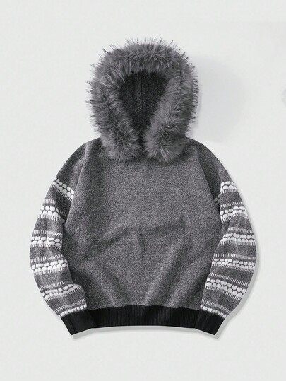 Street Life Men's Casual Colorblock Patchwork Hoodie Sweater, Autumn/Winter