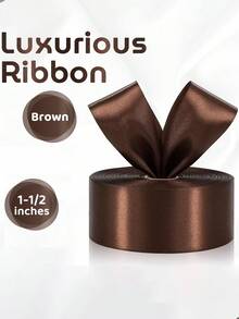 1/5PCS 4CM Wide Colorful Gift Wrapping Ribbon, Ribbon, Ribbon, Ribbon, For Rose Decoration, Gift Box Packaging Bow - Coffee Brown - View 2
