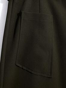 GlowEve 优雅女士阔腿裤，带口袋装饰和腰部收紧 - 橄欖綠 - 查看 6