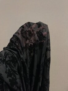Vibekara 大码女式植绒扭纹V领修身长袖连衣裙，秋冬 - 黑色 - 查看 8